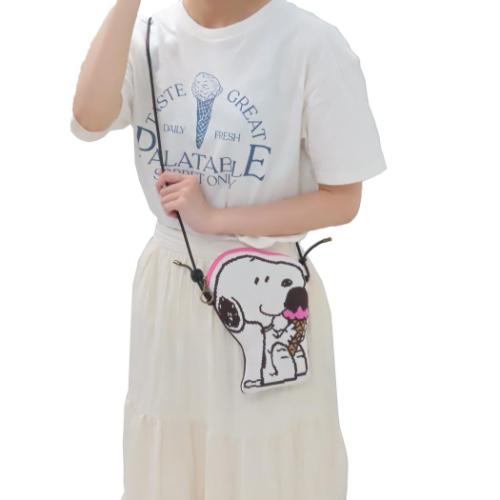 スヌーピー スマホポーチ IP.BRピローニット.Peanuts-9O ピロードールミニポーチ Ice cream ピーナッツ キャラクター グッズ メール便可