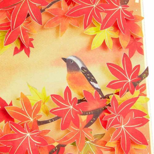 グリーティングカード アキ JAU 8-4 立体ダイカットカード 秋 紅葉色紙 多目的 グッズ メール便可