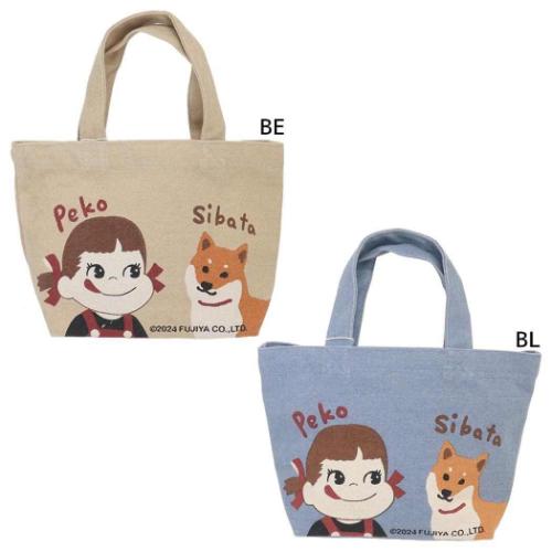 不二家のペコちゃん ランチバッグ ミニトート ペコとしばた キャラクター グッズ メール便可