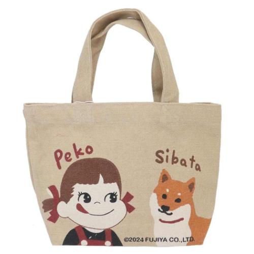不二家のペコちゃん ランチバッグ ミニトート ペコとしばた キャラクター グッズ メール便可