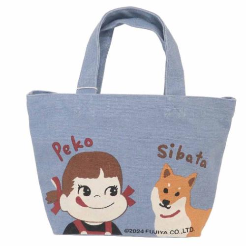 不二家のペコちゃん ランチバッグ ミニトート ペコとしばた キャラクター グッズ メール便可