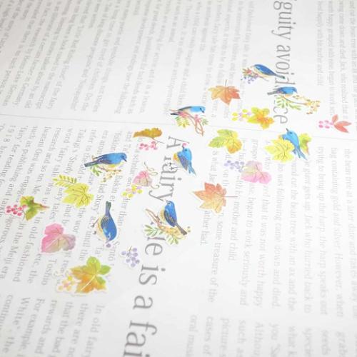 シールシート 秋いろ 和風シール 鳥 かわいい グッズ メール便可
