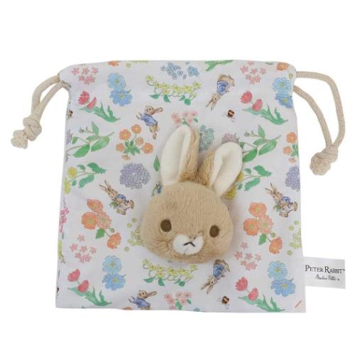 ピーターラビット 巾着袋 ボアフェイス巾着 きんちゃくポーチ フラワー 絵本キャラクター グッズ