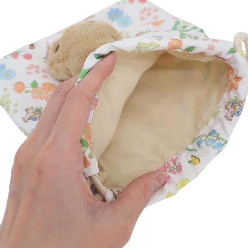 ピーターラビット 巾着袋 ボアフェイス巾着 きんちゃくポーチ フラワー 絵本キャラクター グッズ