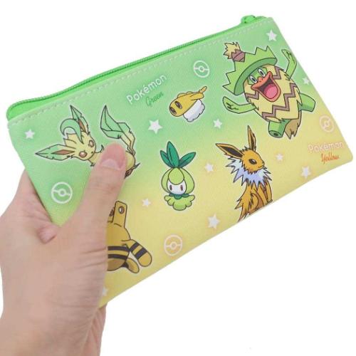 ポケットモンスター フラットポーチ フラットマルチポーチ グリーン＆イエロー ポケモン キャラクター グッズ メール便可