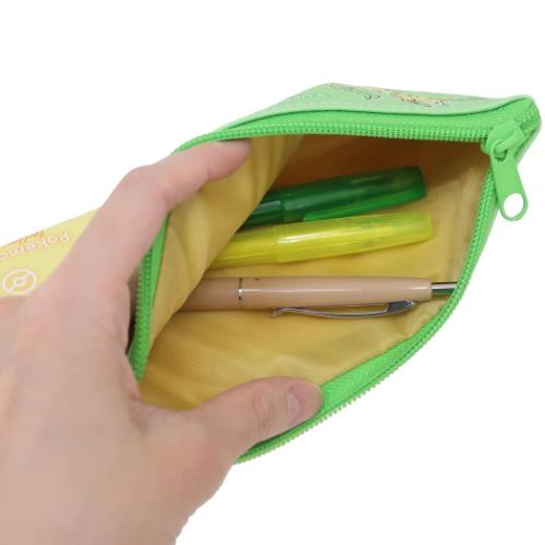 ポケットモンスター フラットポーチ フラットマルチポーチ グリーン＆イエロー ポケモン キャラクター グッズ メール便可