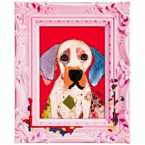 動物画 オイル ペイント アート ペンキ デコフレーム シリーズ クリムト ドッグ ギフト 額付き インテリア 取寄品