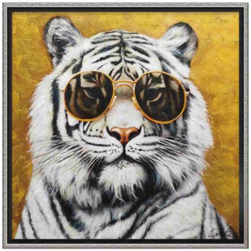 動物画 オイル ペイント アート Mサイズ タイガー マフィア ギフト 額付き インテリア 取寄品