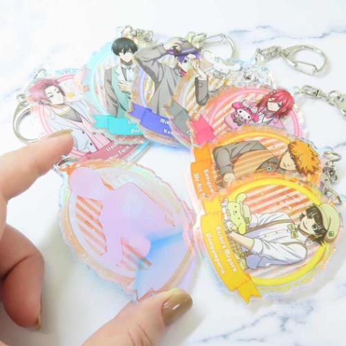 ブルーロックxサンリオキャラクターズ キーリング アクリルキーホルダー オーロラTYPE 御影玲王xクロミ サンリオ メール便可