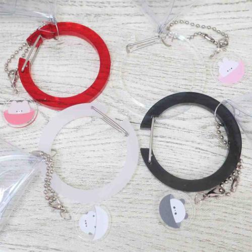 ミニポーチ カラビナ付きクリアポーチM レッド かわいい グッズ メール便可