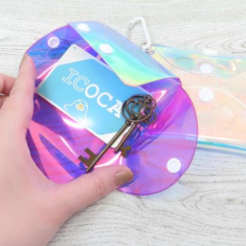 ハローキティ ミニポーチ オーロラクリアマルチケースM PK ハローキティ 50th ピンク サンリオ キャラクター グッズ メール便可