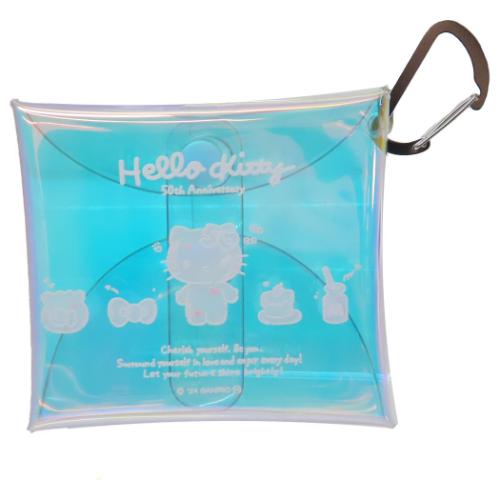 ハローキティ ミニポーチ オーロラクリアマルチケースM BL ハローキティ 50th ブルー サンリオ キャラクター グッズ メール便可