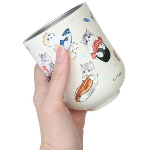 モフサンド 湯呑 真空二重ゆのみ 300ml おすし 総柄 mofusand キャラクター グッズ