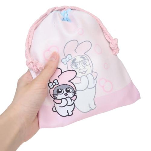 ねこに転生したおじさんxサンリオキャラクターズ 巾着袋 きんちゃくポーチ プンちゃんxマイメロディ サンリオ メール便可