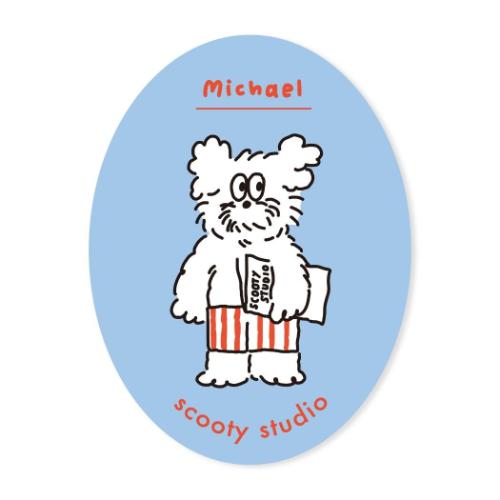 scooty studio キャラクターステッカー ダイカットステッカー 大 Michael oval かわいい グッズ メール便可
