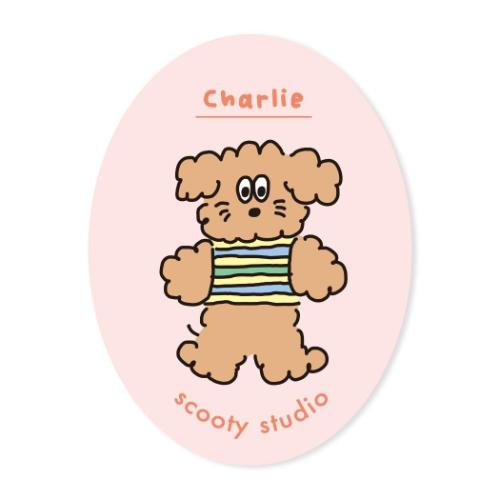 scooty studio キャラクターステッカー ダイカットステッカー 大 Charlie oval かわいい グッズ メール便可