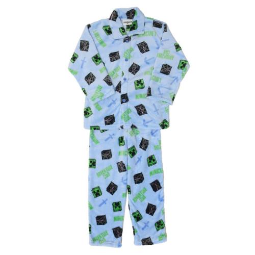 マインクラフト キッズファッション 総柄長袖ニットシャツ サックス Minecraft ゲームキャラクター グッズ