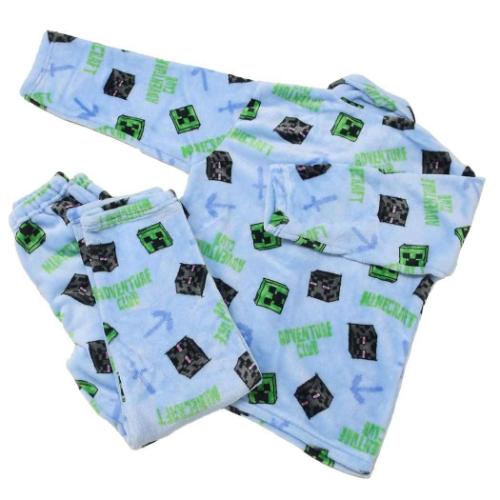 マインクラフト キッズファッション 総柄長袖ニットシャツ サックス Minecraft ゲームキャラクター グッズ