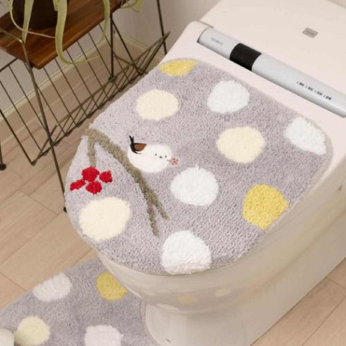 シマエナガちゃん トイレ用品 トイレふたカバー グレー かわいい グッズ