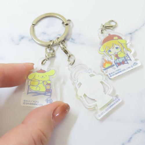 ゆるキャン SEASON3xサンリオキャラクターズ キーリング 3連アクリルキーホルダー 犬山 あおいxポムポムプリン サンリオ メール便可