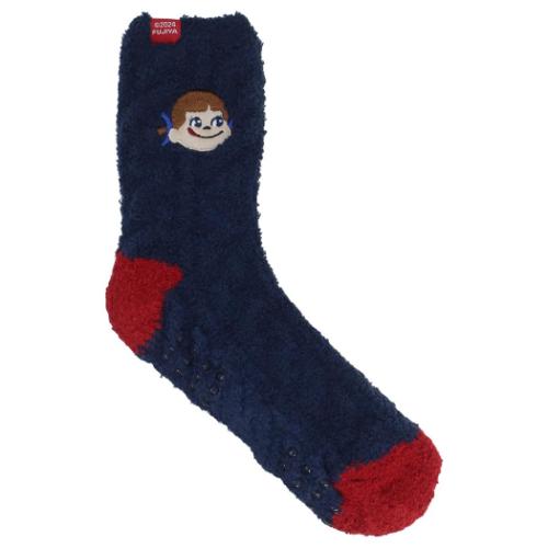 ペコちゃん 女性用防寒靴下 もこもこルームソックス ネイビー キャラクター グッズ