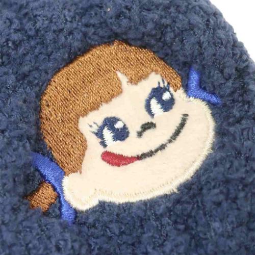ペコちゃん 女性用防寒靴下 もこもこルームソックス ネイビー キャラクター グッズ