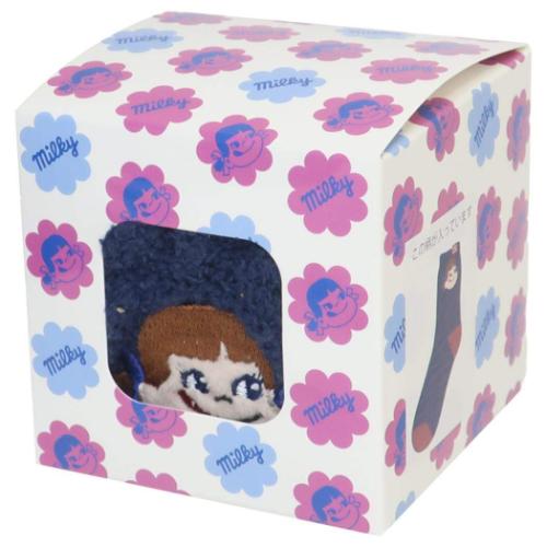 ペコちゃん 女性用防寒靴下 もこもこルームソックス ネイビー キャラクター グッズ