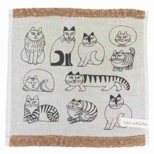 リサ ラーソン ミニタオル オーガニックコットンタオル スケッチねこたち キャラクター グッズ メール便可