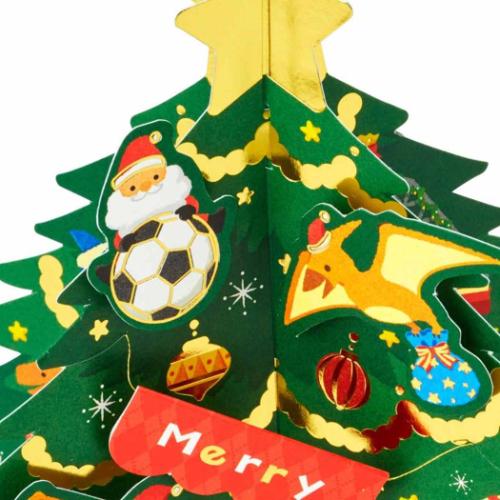CHRISTMAS グリーティングカード クリスマスカード JX71-4 立体 乗り物と恐竜のツリー ポップアップ グッズ メール便可