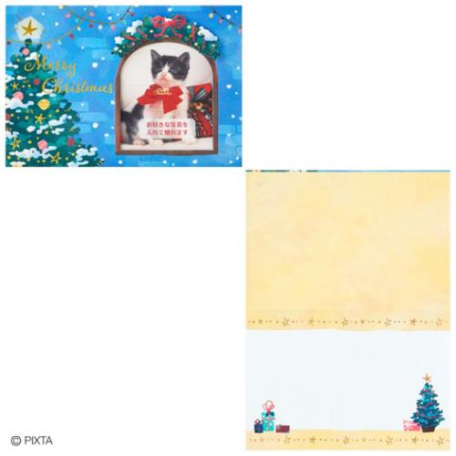 CHRISTMAS グリーティングカード クリスマスカード JX8-4 フォトフレーム 窓 メッセージカード グッズ メール便可