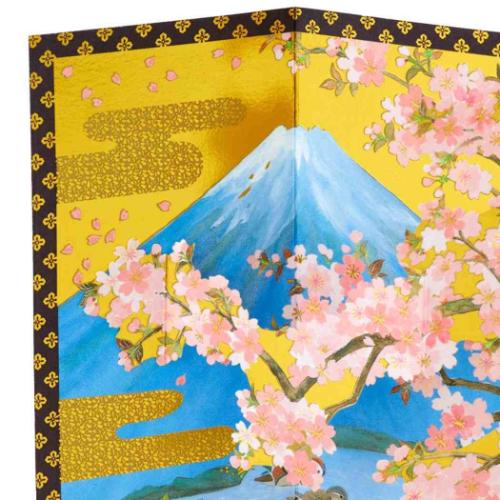 グリーティングカード ワフウ JXJ28-4 和風クリスマス 桜びょうぶ ポップアップ グッズ メール便可