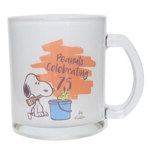 スヌーピー マグカップ ガラスマグ ペイント ピーナッツ75th ピーナッツ キャラクター グッズ