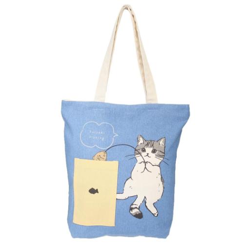 トートバッグ 前ポケットトートバッグ よもぎ ねこ 手提げかばん グッズ