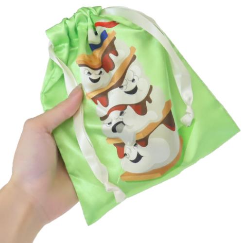 ゴーストバスターズ 巾着袋 リボン巾着 きんちゃくポーチ ライトグリーン キャラクター グッズ メール便可