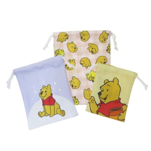 くまのプーさん 巾着袋 3P巾着 きんちゃくポーチ3枚セット パステル ディズニー キャラクター グッズ メール便可