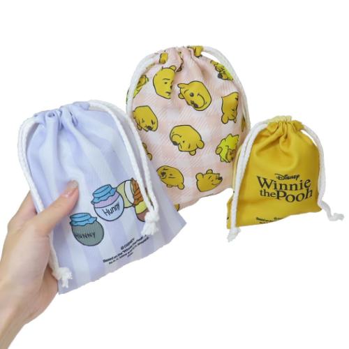 くまのプーさん 巾着袋 3P巾着 きんちゃくポーチ3枚セット パステル ディズニー キャラクター グッズ メール便可