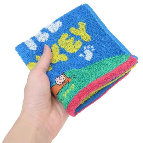 おさるのジョージ ミニタオル ジャガードハンカチタオル オーガニックコットン カラフルリトルモンキー メール便可