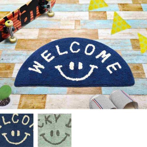 フロアマット マット セミサークル スマイル グレー LUCKY DAY インテリア雑貨 グッズ