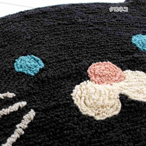 アニマルグッズ フロアマット マット セミサークル アニマル クロネコ ねこ インテリア雑貨 グッズ