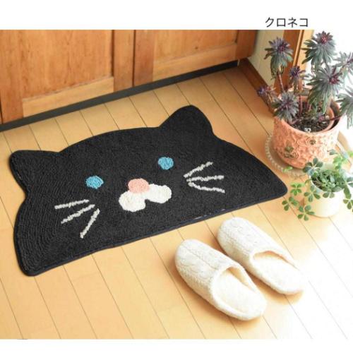 アニマルグッズ フロアマット マット セミサークル アニマル クロネコ ねこ インテリア雑貨 グッズ