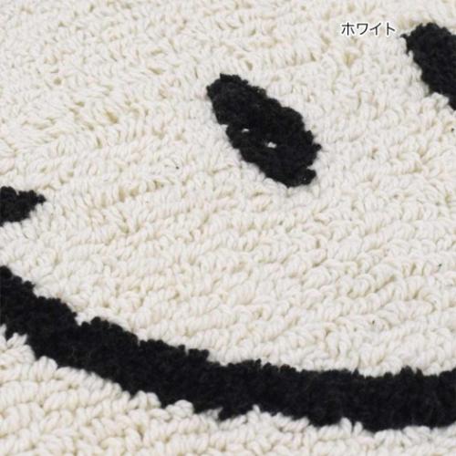 フロアマット マット セミサークル スマイル ホワイト BE HAPPY インテリア雑貨 グッズ