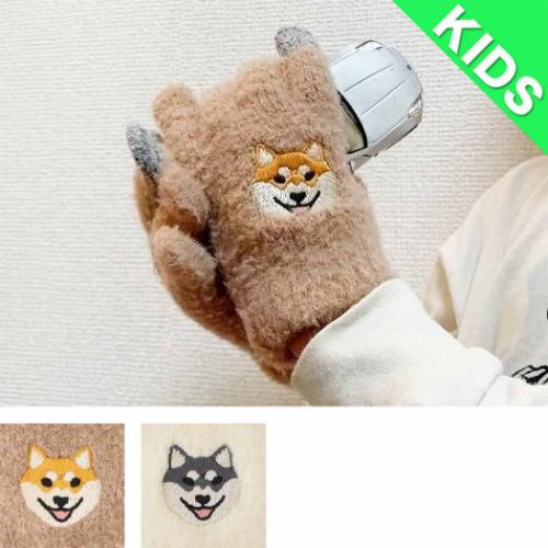アニマルグッズ 手袋 スマホ手袋 キッズ クロシバ いぬ 5本指タイプ ウォーマー雑貨 グッズ