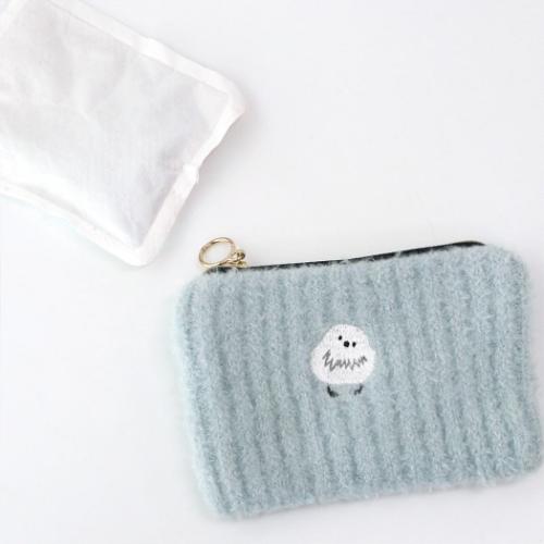 アニマルグッズ ミニポーチ ポーチ カイロケース シマエナガ ライトブルー アニマル コスメポーチ グッズ メール便可