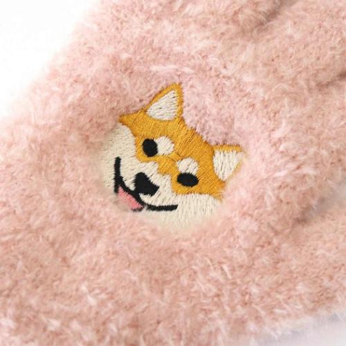 アニマルグッズ 手袋 スマホ手袋 キッズ シバイヌ ピンク いぬ 5本指タイプ ウォーマー雑貨 グッズ