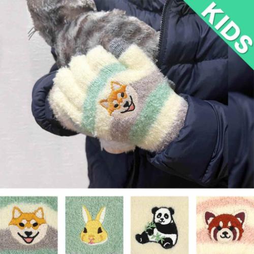 アニマルグッズ 手袋 スマホ手袋 キッズ カラフルシバイヌ いぬ 5本指タイプ ウォーマー雑貨 グッズ