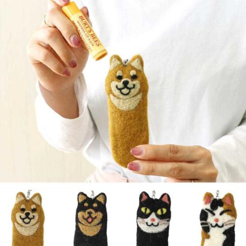 アニマルグッズ ミニポーチ リップクリームホルダー アニマルー いぬ リップケース グッズ メール便可