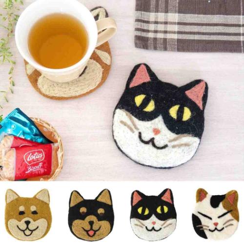 アニマルグッズ テーブルウエア コースター アニマル ミケネコ ねこ かわいい グッズ メール便可