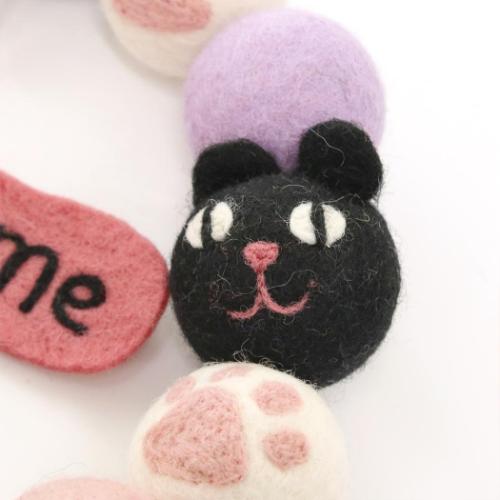 アニマルグッズ インテリア雑貨 フェルトリース ウェルカム ネコ ねこ おしゃれ 玄関 グッズ