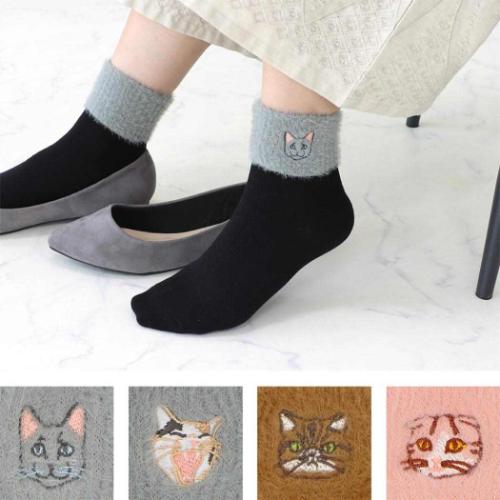 アニマルグッズ 女性用靴下 靴下 アンクルファー ミケネコ ねこ ウォーマー雑貨 グッズ メール便可