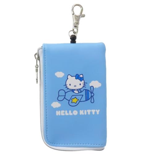 ハローキティ 定期入れ キー＆パスポーチ みずいろ 飛行機 サンリオ キャラクター グッズ メール便可